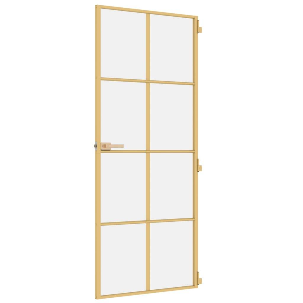 vidaXL Innentür Schlank Golden 83x201,5 cm Hartglas und Aluminium
