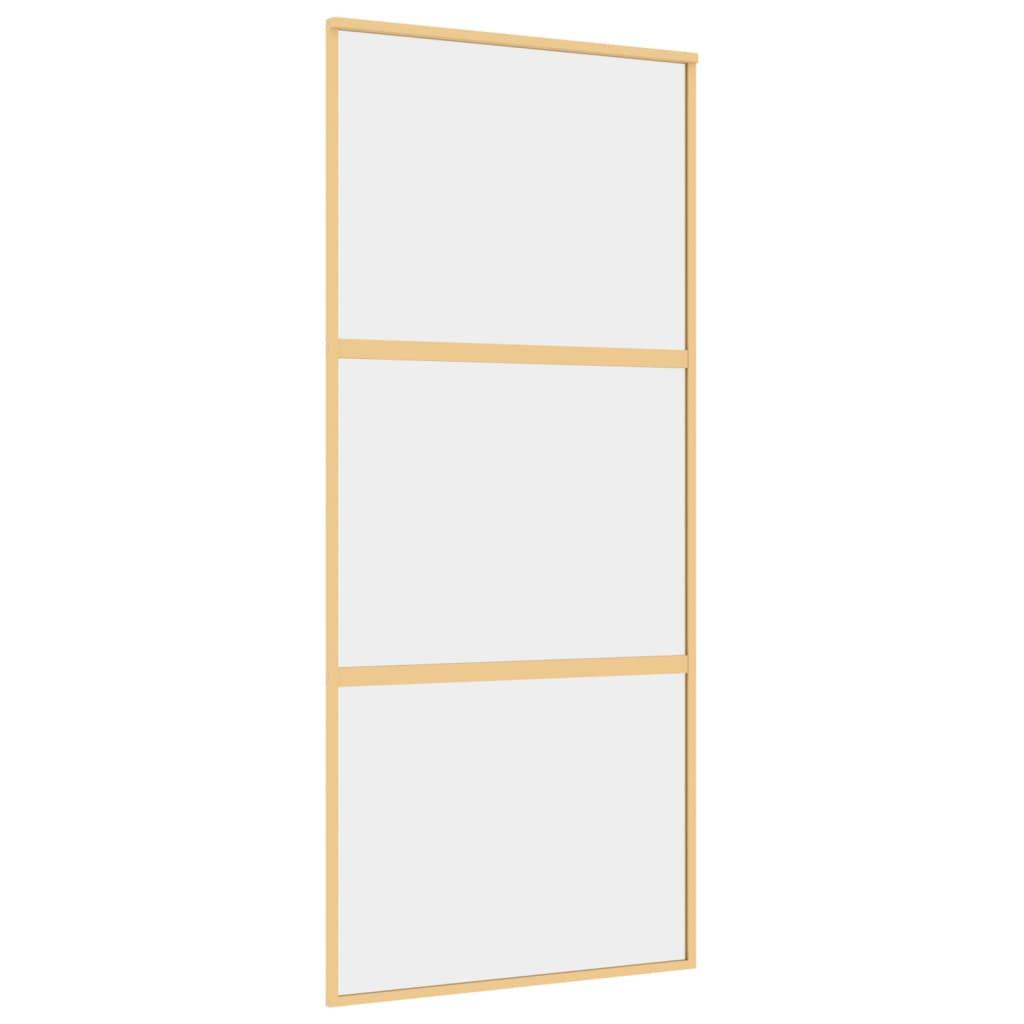 vidaXL Schiebetür Golden 90x205 cm ESG-Klarglas und Aluminium
