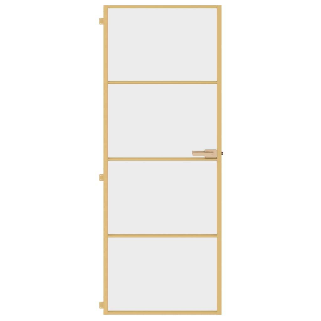 vidaXL Innentür Schlank Golden 76x201,5 cm Hartglas und Aluminium
