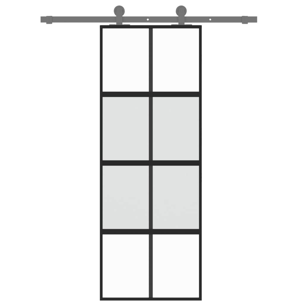 vidaXL Schiebetür Schwarz 76x205 cm Hartglas und Aluminium