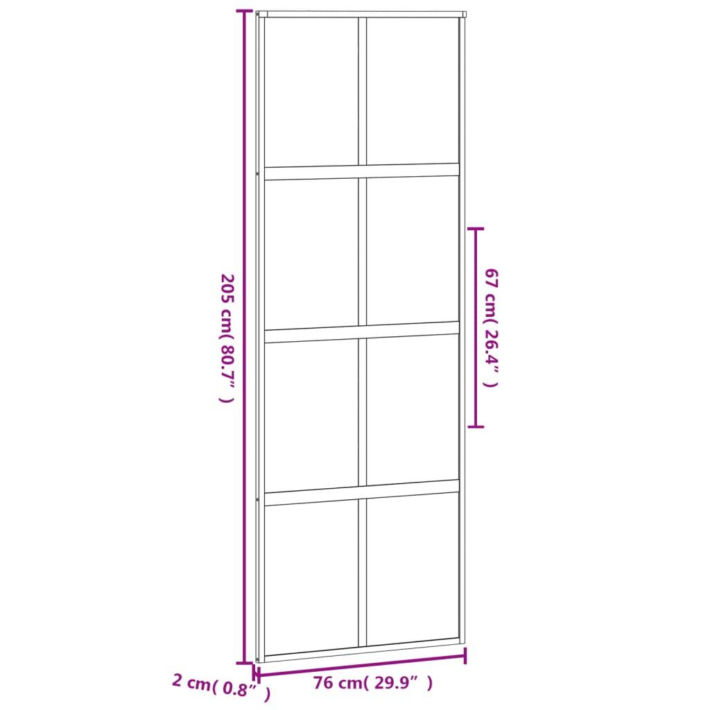 vidaXL Schiebetür Schwarz 76x205 cm Hartglas und Aluminium