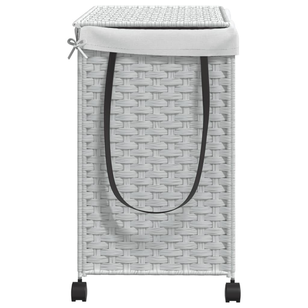 vidaXL Wäschekorb mit Rollen Weiß 60x35x60,5 cm Rattan