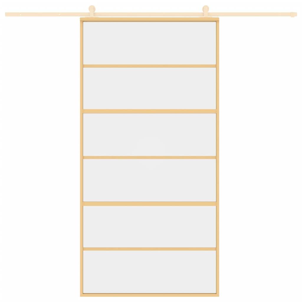 vidaXL Schiebetür Golden 102,5x205 cm ESG-Klarglas und Aluminium