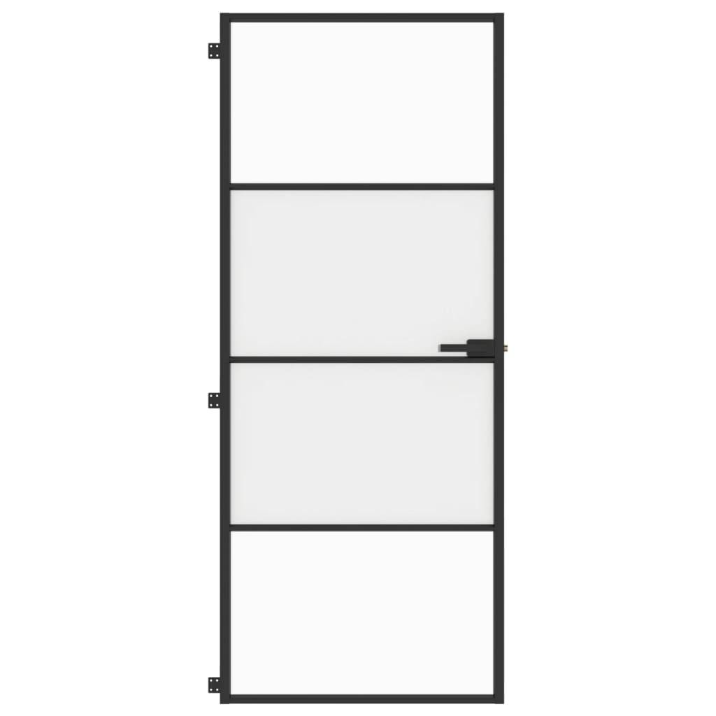 vidaXL Innentür Schlank Schwarz 83x201,5 cm Hartglas & Aluminium