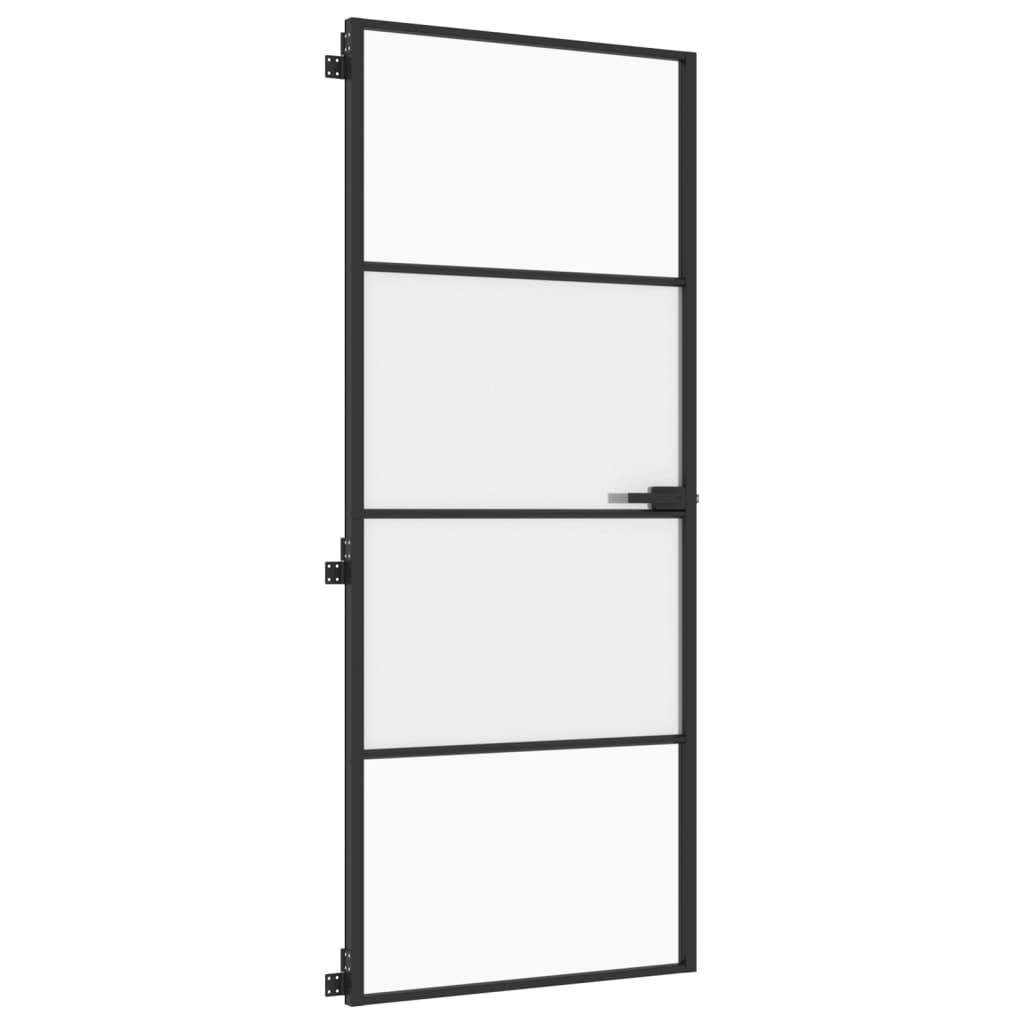 vidaXL Innentür Schlank Schwarz 83x201,5 cm Hartglas & Aluminium
