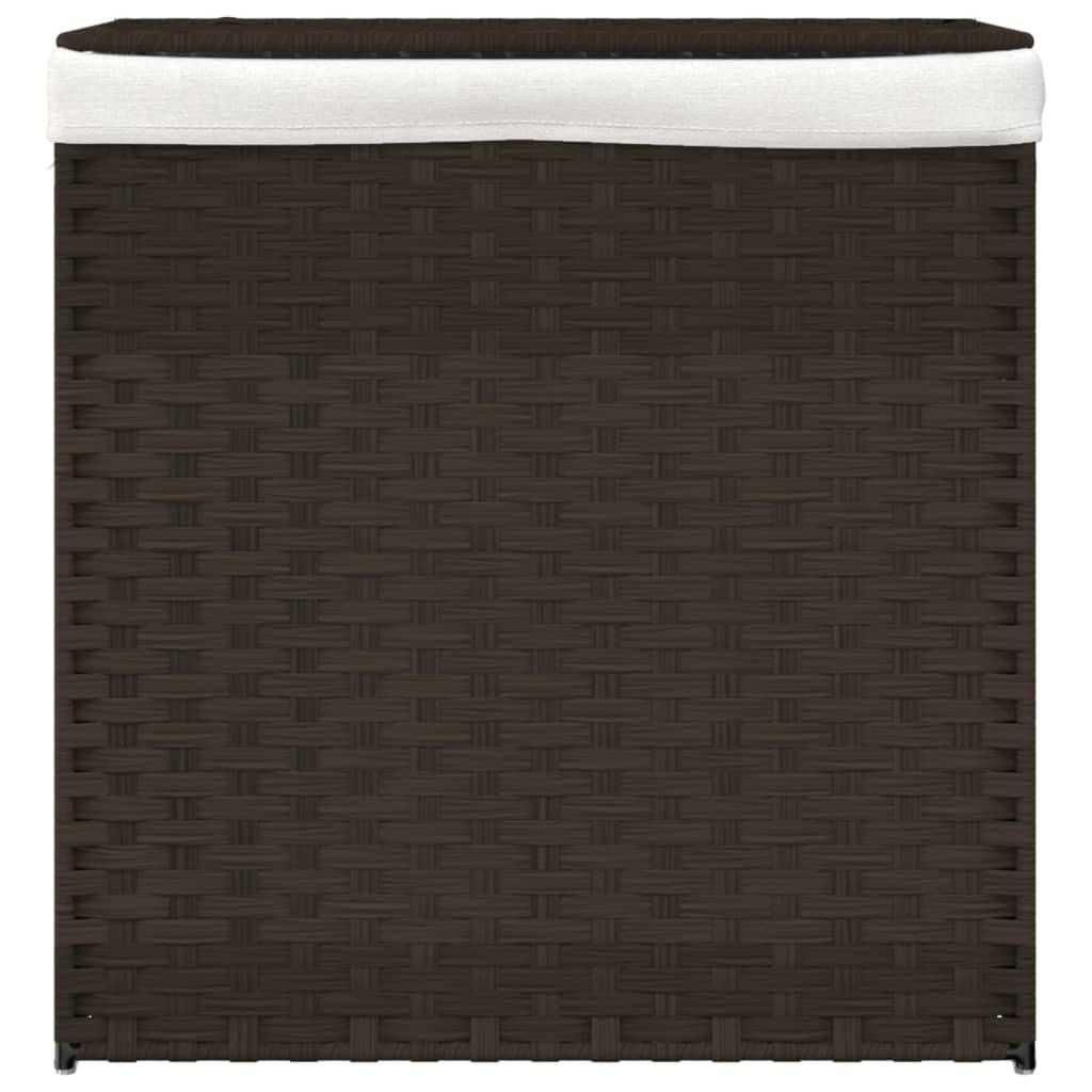 vidaXL Wäschekorb mit 2 Fächern Dunkelbraun 53x35x57 cm Poly Rattan