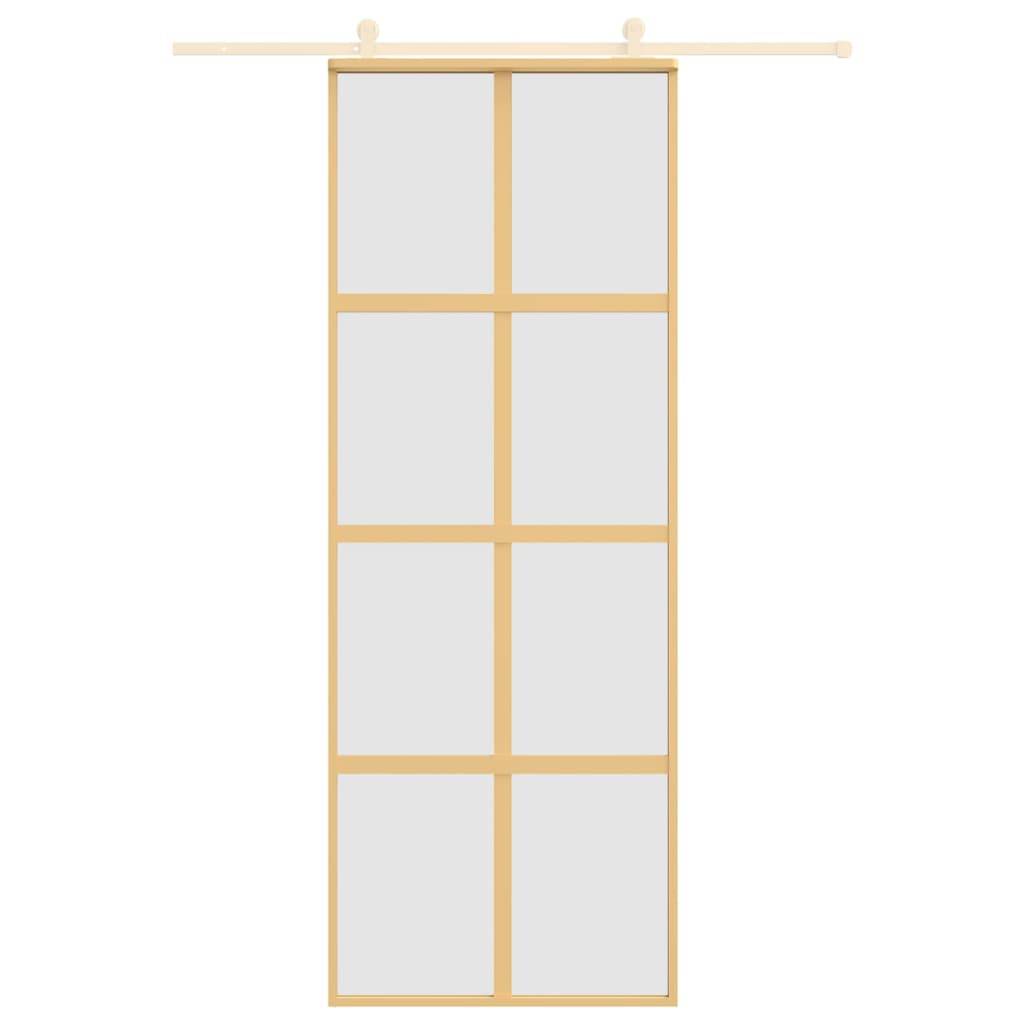 vidaXL Schiebetür Golden 76x205 cm Matt ESG-Glas und Aluminium