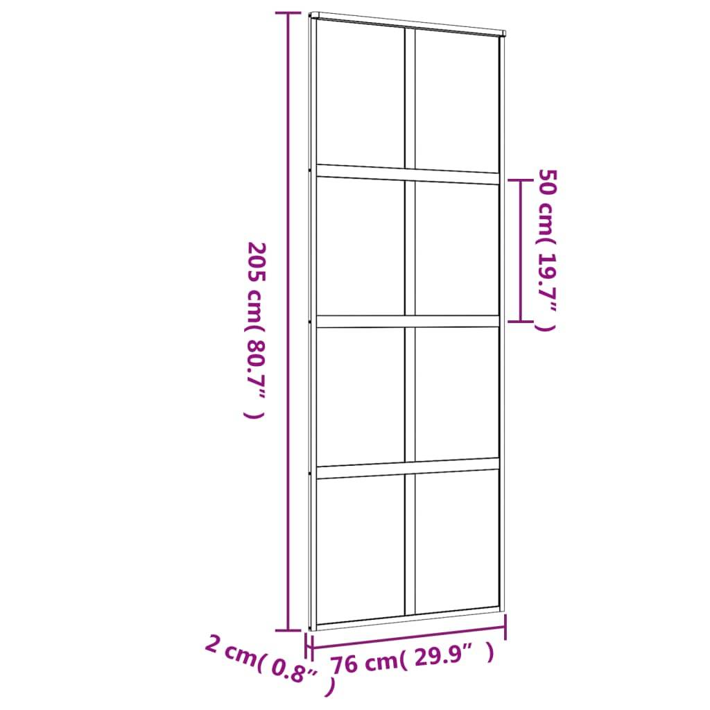 vidaXL Schiebetür Golden 76x205 cm Matt ESG-Glas und Aluminium