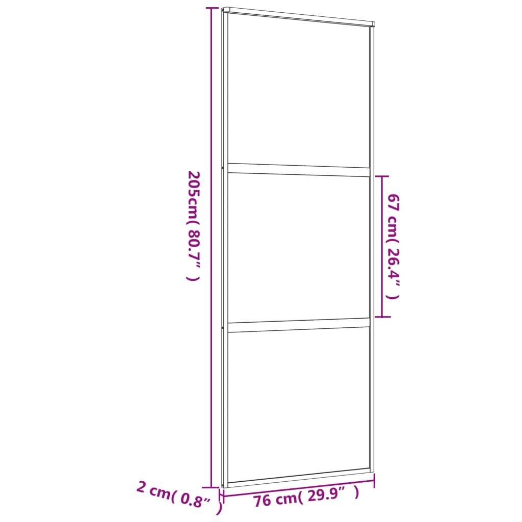 vidaXL Schiebetür Golden 76x205 cm ESG-Klarglas und Aluminium