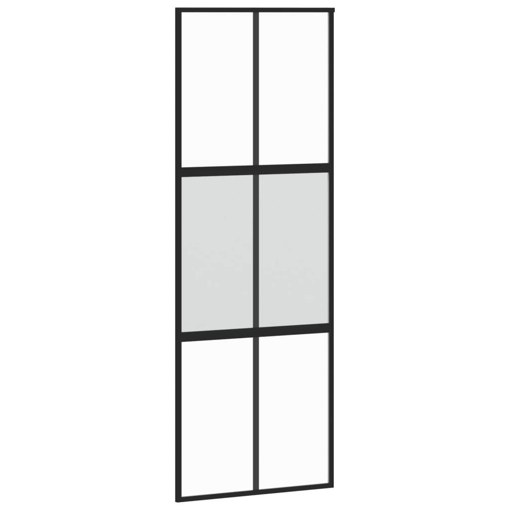 vidaXL Schiebetür Schwarz 76x205 cm Hartglas und Aluminium