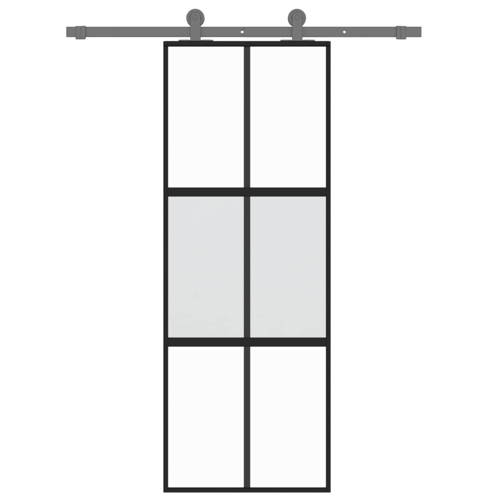 vidaXL Schiebetür Schwarz 76x205 cm Hartglas und Aluminium