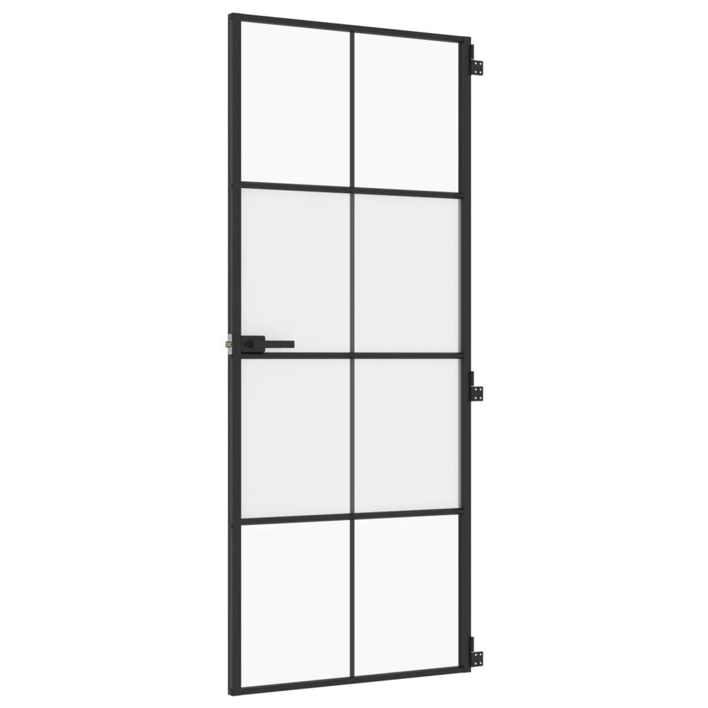 vidaXL Innentür Schlank Schwarz 83x201,5 cm Hartglas & Aluminium