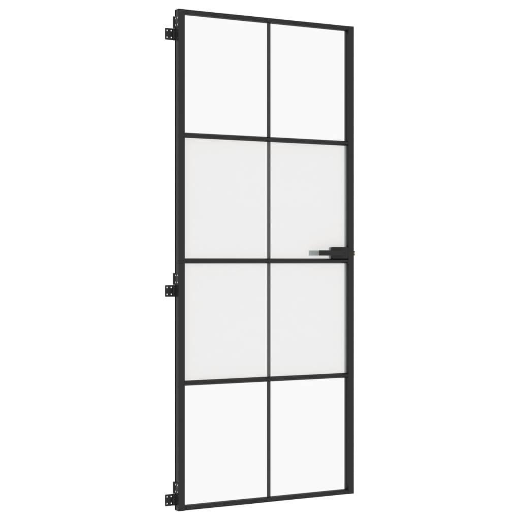 vidaXL Innentür Schlank Schwarz 83x201,5 cm Hartglas & Aluminium