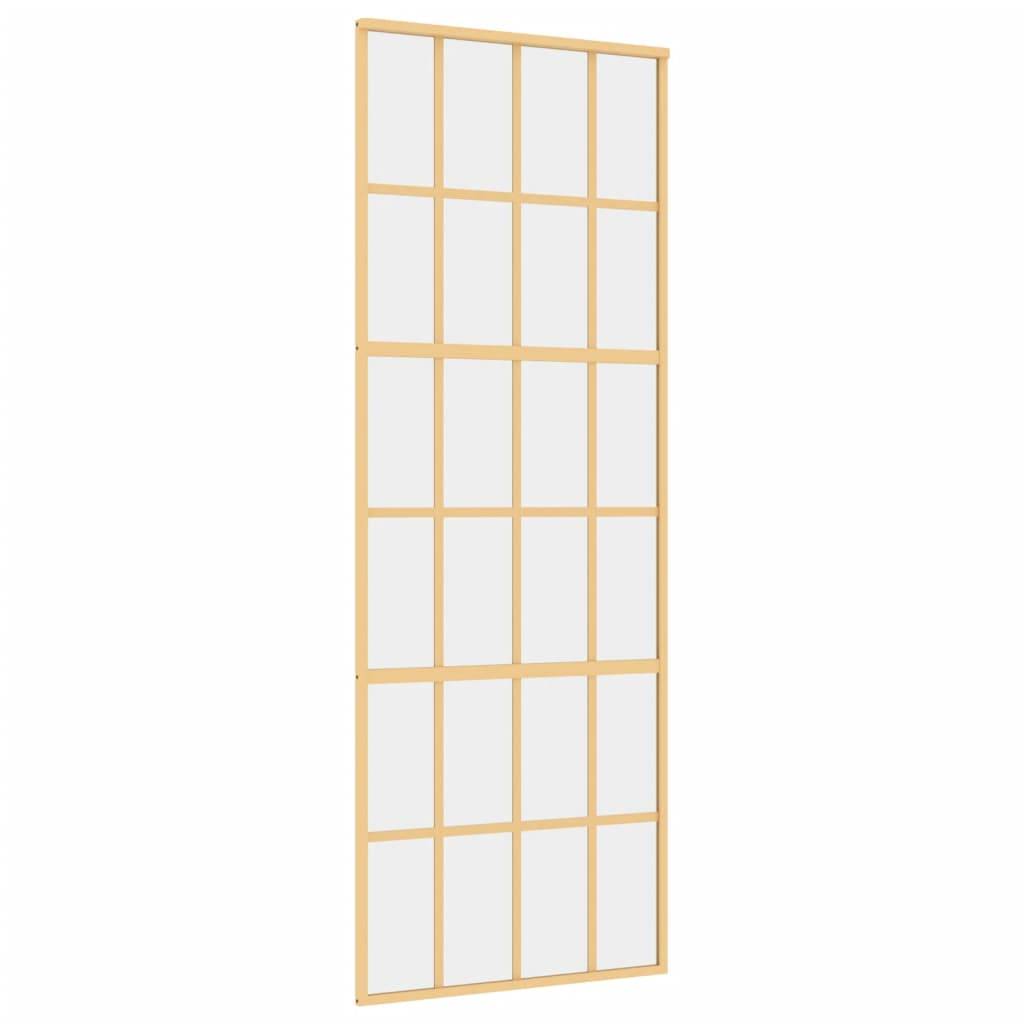 vidaXL Schiebetür Golden 76x205 cm ESG-Klarglas und Aluminium