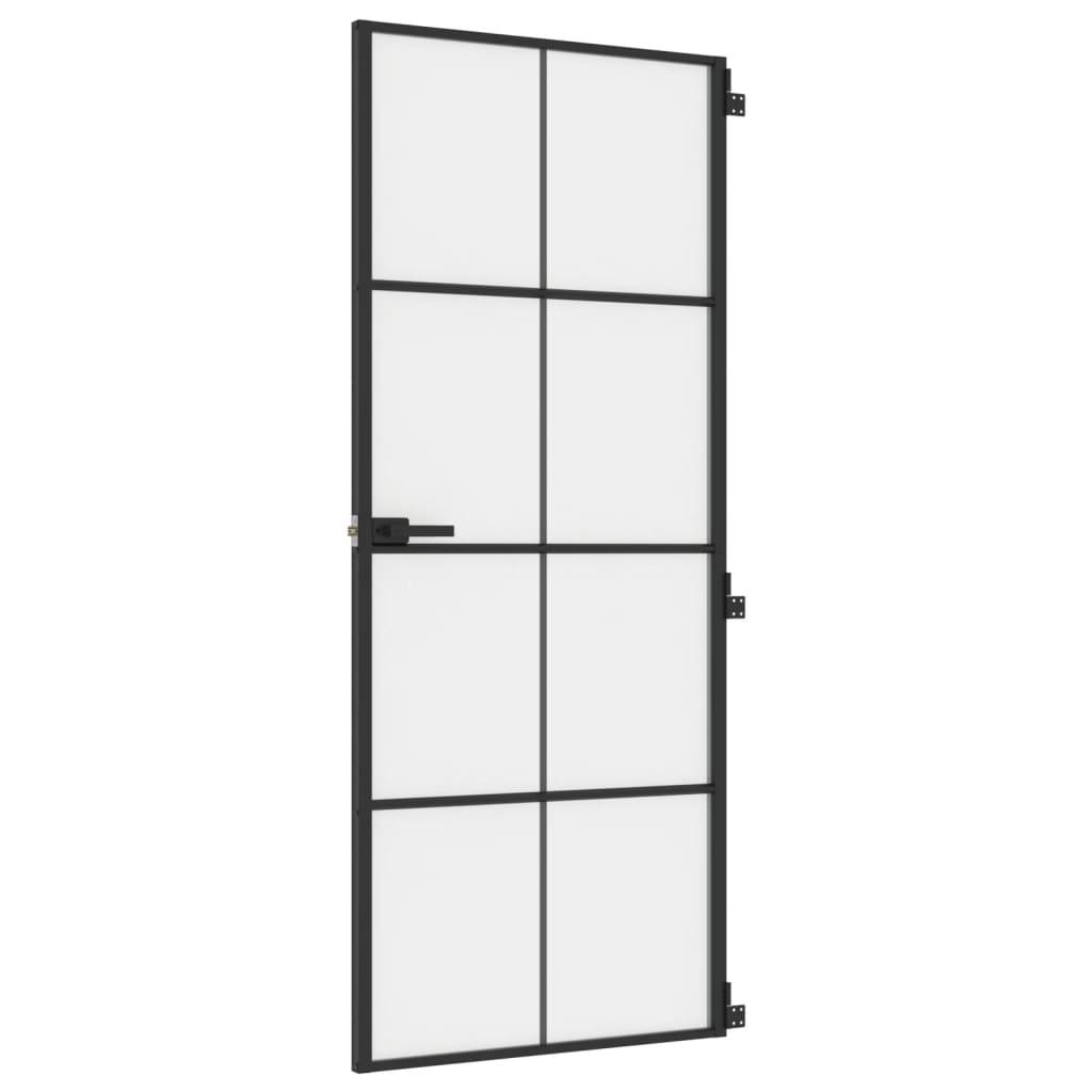 vidaXL Innentür Schlank Schwarz 83x201,5 cm Hartglas & Aluminium