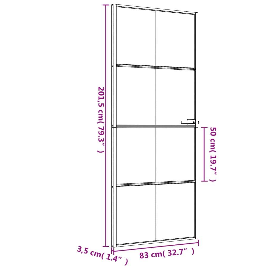 vidaXL Innentür Schlank Schwarz 83x201,5 cm Hartglas & Aluminium
