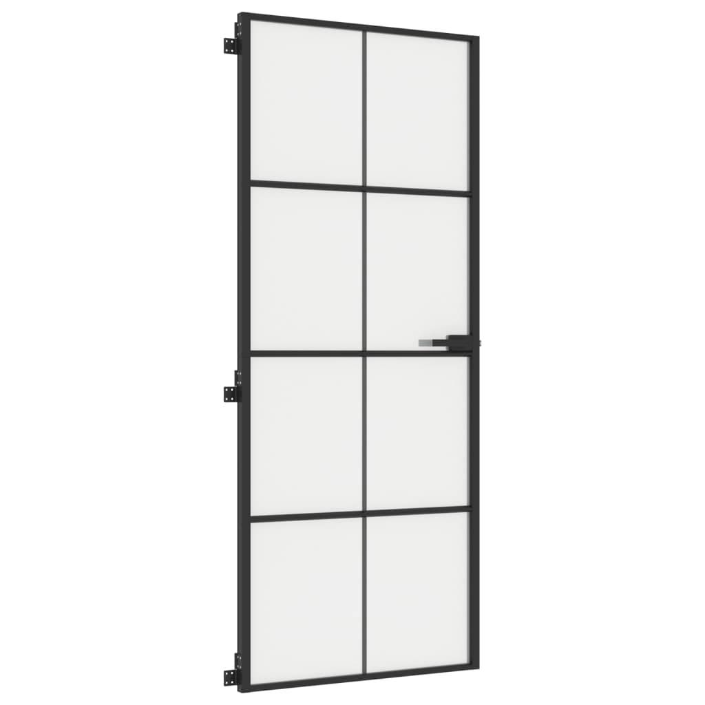 vidaXL Innentür Schlank Schwarz 83x201,5 cm Hartglas & Aluminium