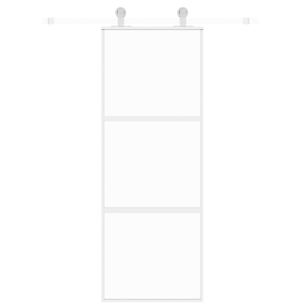 vidaXL Schiebetür Weiß 76x205 cm Hartglas und Aluminium
