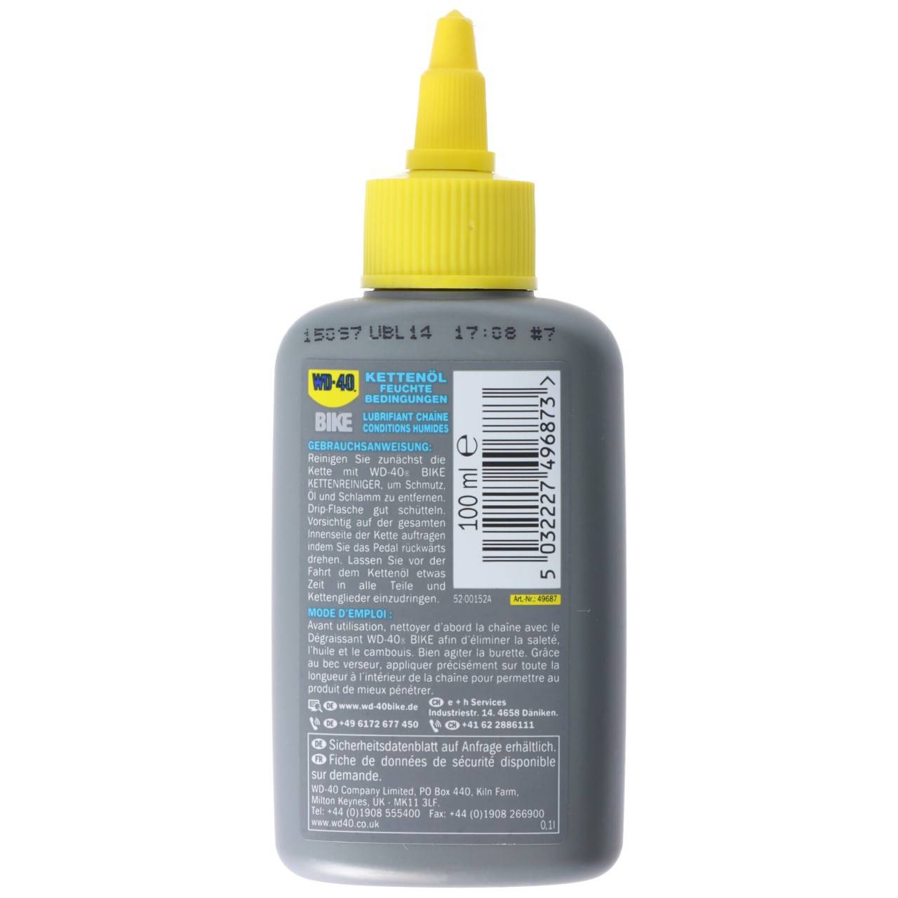 WD-40 BIKE Kettenöl, Fahrradketten Öl für feuchte Bedinungen, WD-40 WET, Korrosionsschutz bei Nässe und Schlamm
