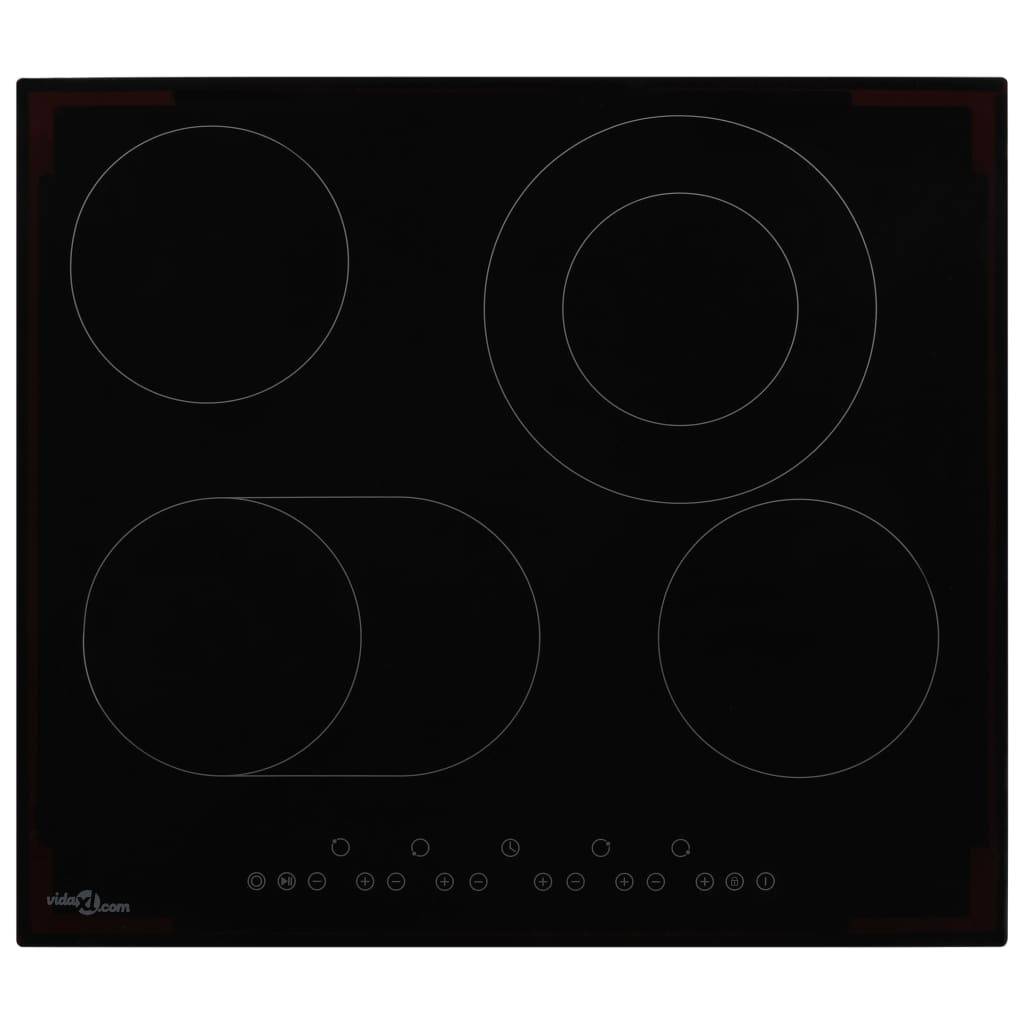 vidaXL Glaskeramik-Kochfeld mit 4 Platten Touch Control 6600 W