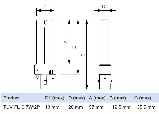PHILIPS TUV 7W PL-S G23