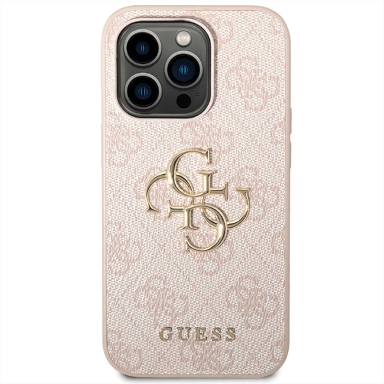 Guess Apple iPhone 15 Pro Max Schutzhülle Cover 4G Metal Logo Pink
