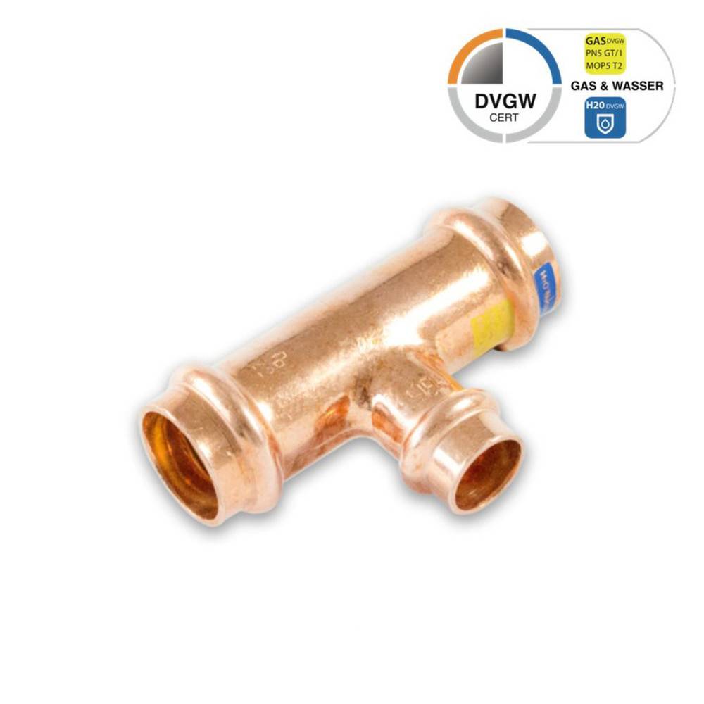 Sanpro Pressfitting T-Stück Mittelabgang reduziert, Größe V 15, Abgang V 12 - V 15