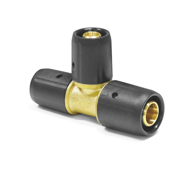 Sanpro Steckfitting T-Stück Abgänge reduziert - DVGW, Größe 20x2, Abgang 20x2 - 16x2 Sanpro Steckfitting T-Stück Abgänge reduziert - DVGW, Größe 20x2, Abgang 20x2 - 16x2