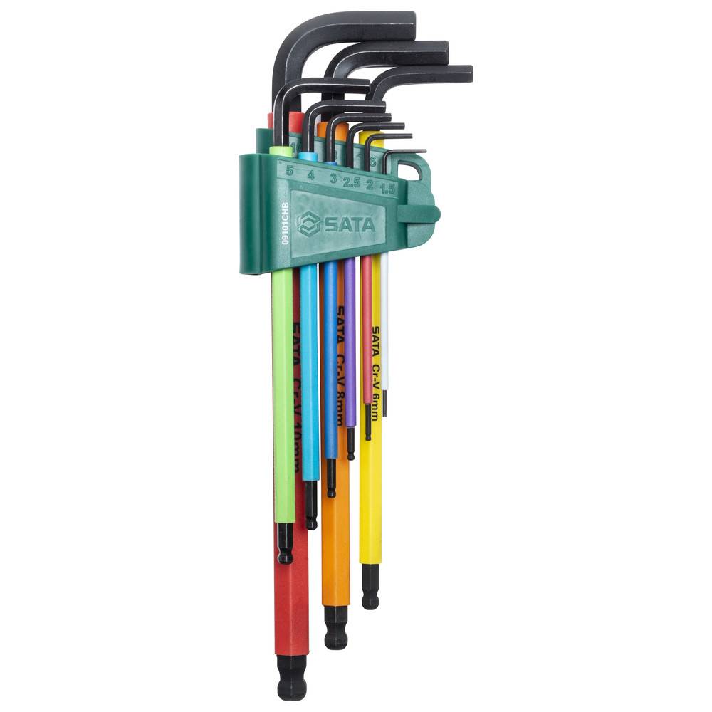 SATA Kugelkopf-Innensechskant-Winkelstiftschlüsselsatz, farbcodiert, 9-tlg.