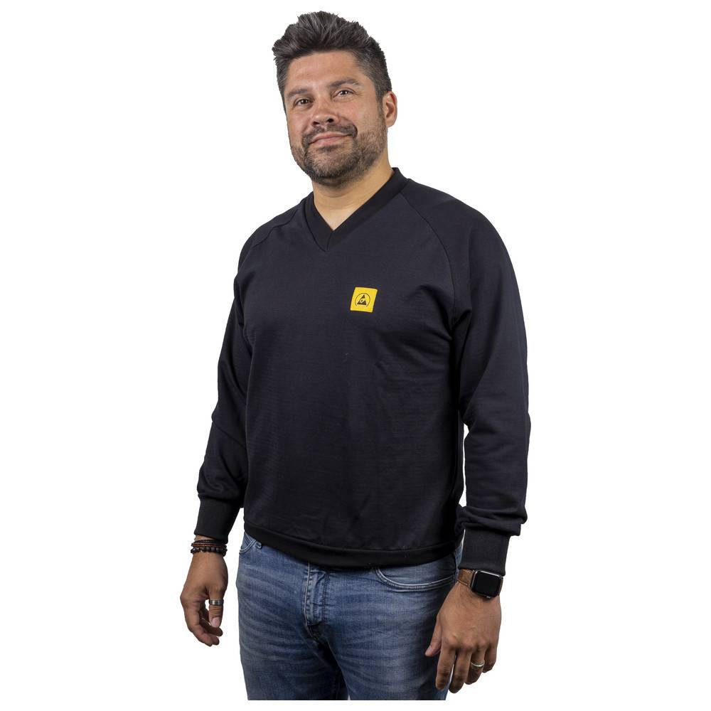 WETEC ESD-Sweatshirt, V-Ausschnitt, XL, schwarz