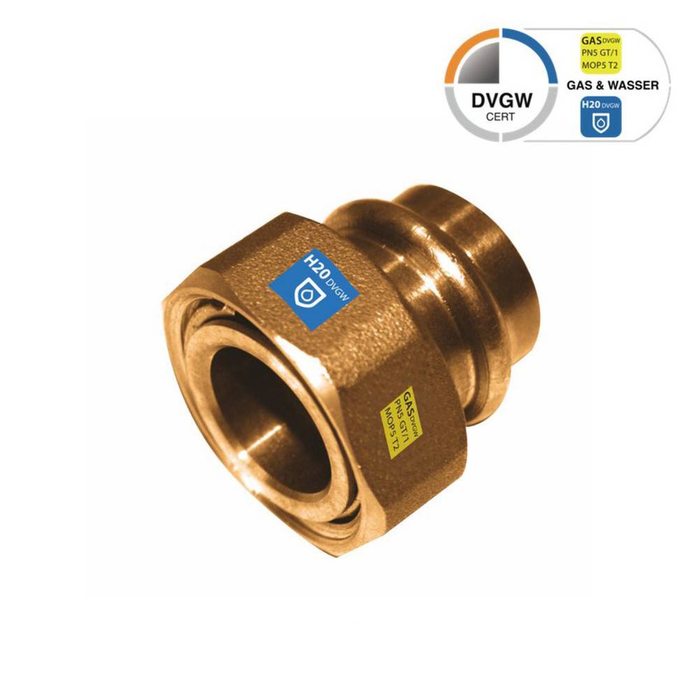 Sanpro Pressfitting Kupfer Verschraubung mit Überwurfmutter, Größe V 12, Gewinde 3/4''