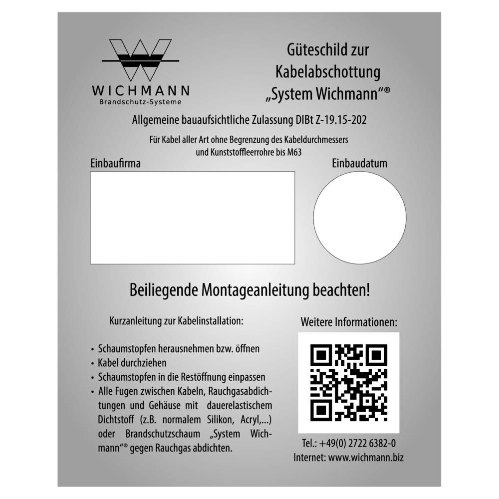 Wichmann Brandschutz Kennzeichnungsschild Kabelbox WD90
