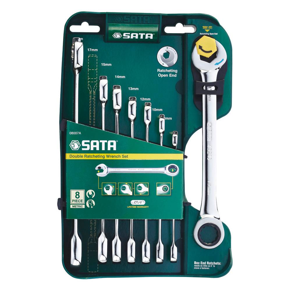 SATA Ratschen Ring-Maulschlüssel Satz, 8-tlg., 8-19 mm