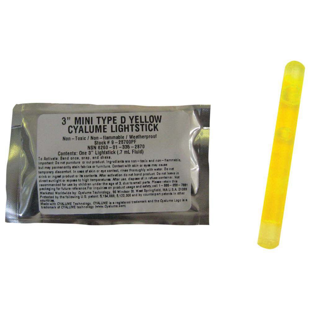 Cyalume Mini ChemLight 3", gelb, 8 cm, 4 h