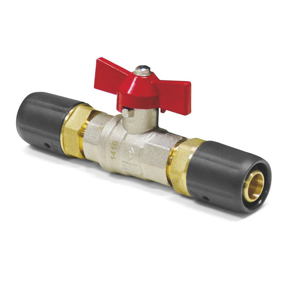 Sanpro Steckfitting - Kugelhahn + rotem Flügelgriff (Heizung), Größe 16x2