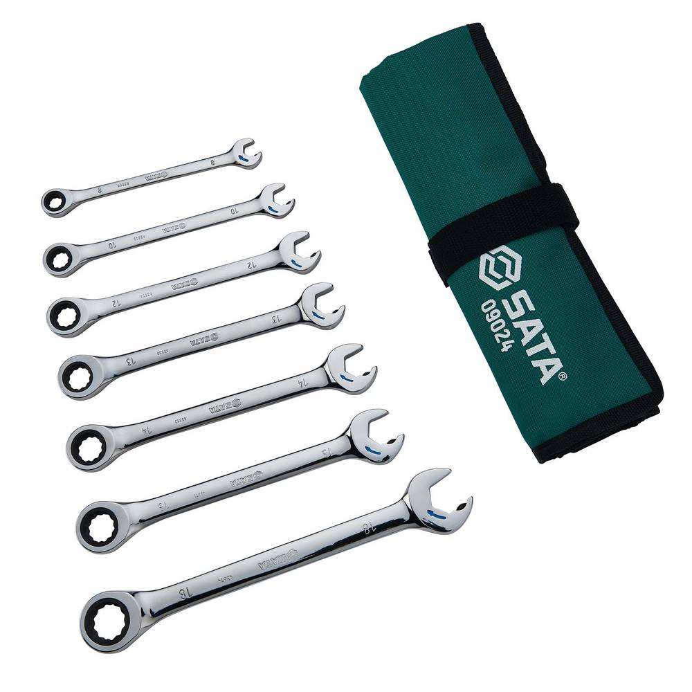 SATA Ratschen-Ringmaulschlüssel-Satz, 7-teilig, 8-18 mm