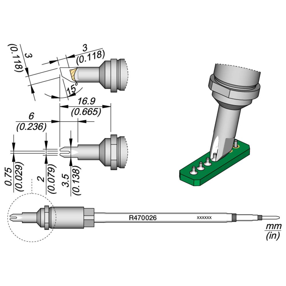 JBC Lötspitze Serie R470 Sondertypen, R470042/1,0 mm, Ziehlötspitze