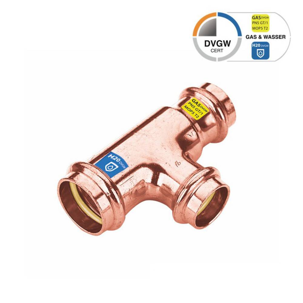 Sanpro Pressfitting T-Stück Mittelabgang erweitert, Größe V 15, Abgang V 18 - V 15