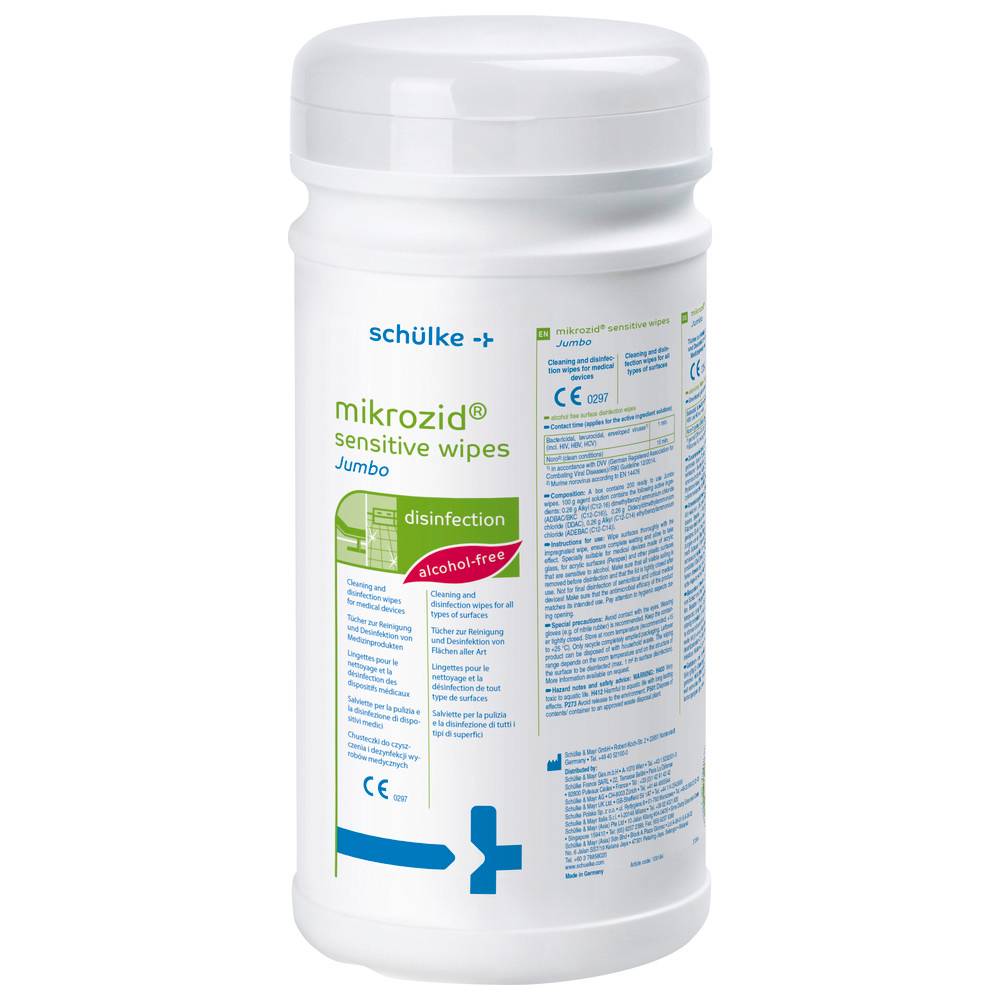 Schülke Mikrozid Sensitive Wipes Jumbo Dose mit 200 Tüchern
