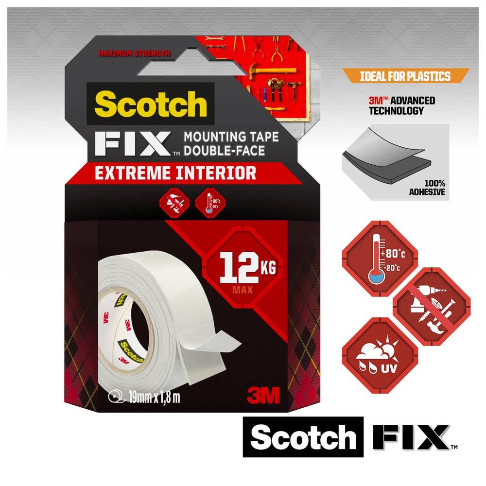 3M Innenmontageband Scotch-Fix Extreme PGS05-1918-MR, 19 mm x 1,8 m