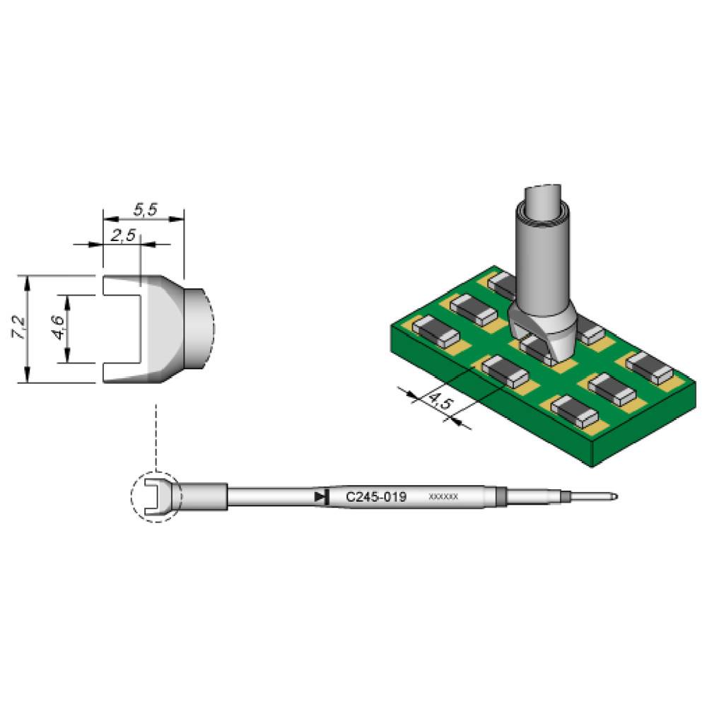 JBC SMD-Entlötspitze Serie C245, C245018/3,5 mm, für Chip-Komponenten