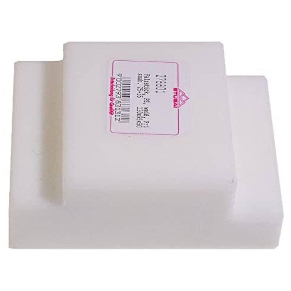 STUBAI Kunststoff-Falzstück PE, Handgriff, Prisma 25+35 mm, 130×95×50 mm, weiß - präzise Falzung NE-Metalle