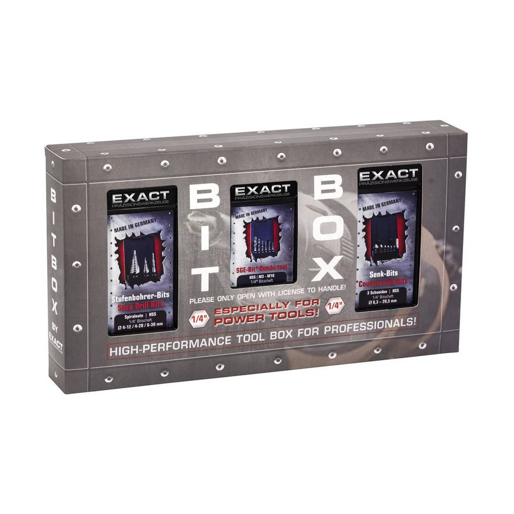 Exact 24 tlg. Aktionsset mit 1/4 Schaft zum Bohren + Gewindeschneiden + Senken