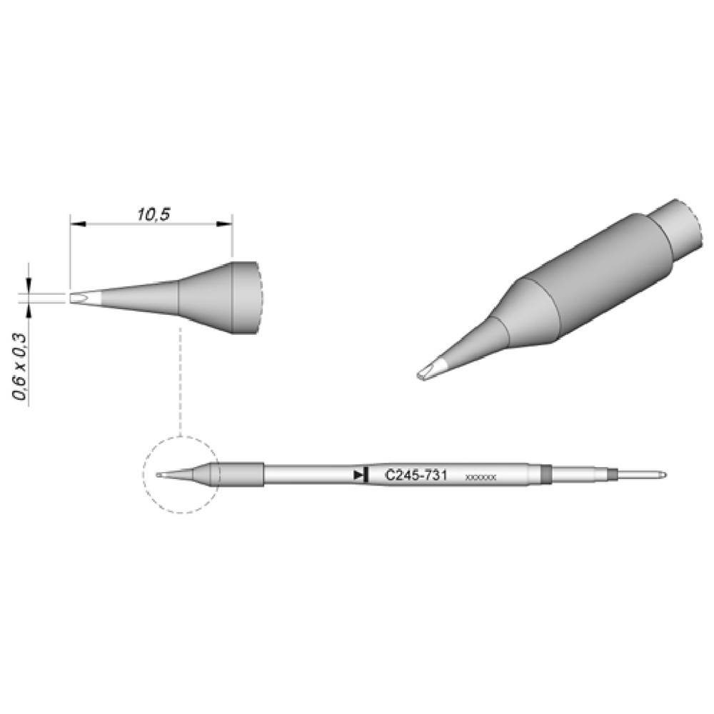 JBC Lötspitze Serie C245 Meißelform, C245774/1,2 x 0,3 mm, gerade