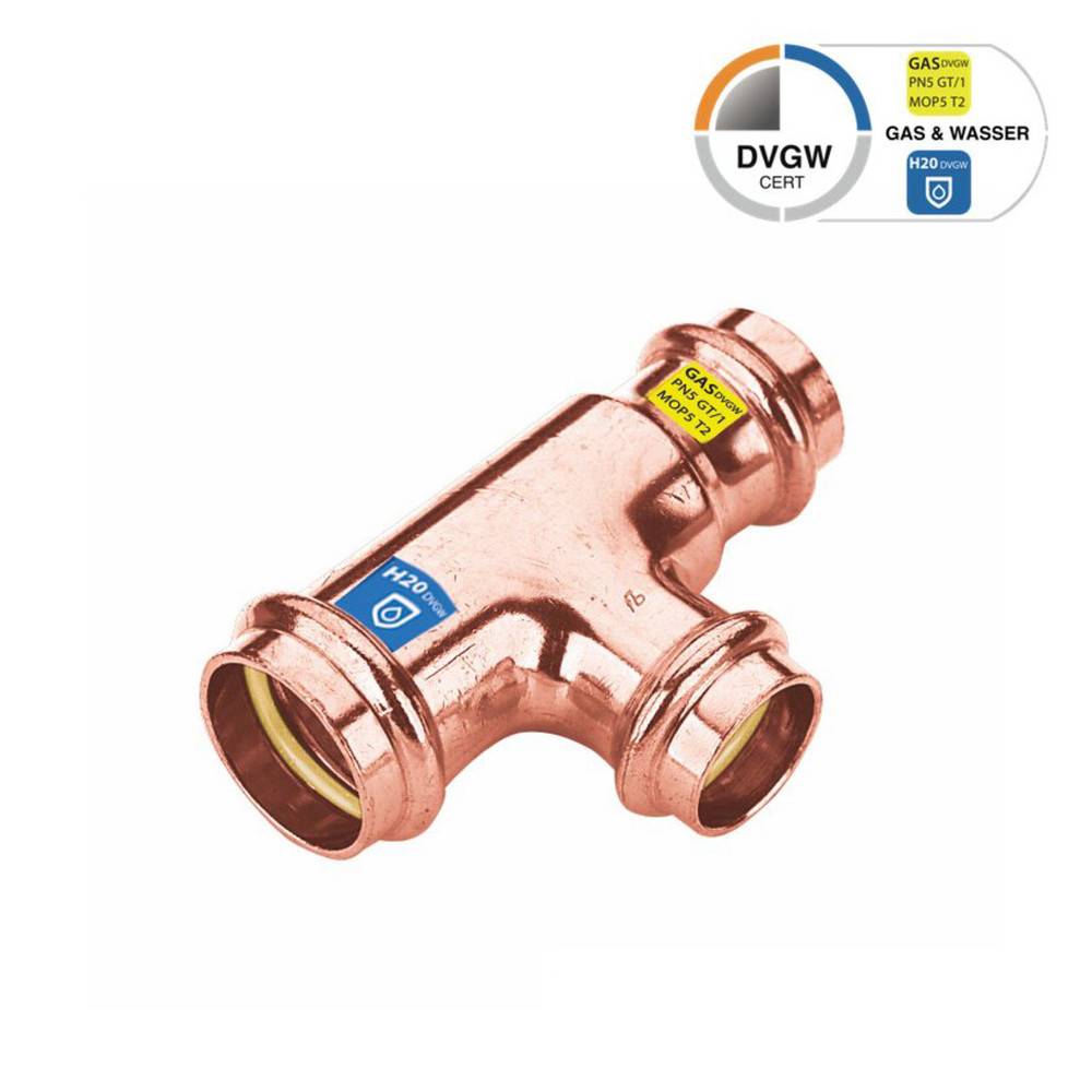 Sanpro Pressfitting T-Stück Abgänge reduziert, Größe V 22, Abgang V 15 - V 18