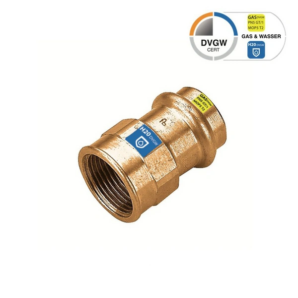 Sanpro Pressfitting Übergang Innengewinde Übergangsmuffe, Größe V 22 - 1/2" Sanpro Pressfitting Übergang Innengewinde Übergangsmuffe, Größe V 22 - 1/2"