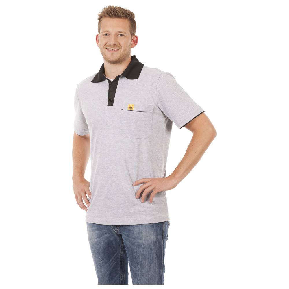 Warmbier ESD-Polo-Shirt, mit schwarzem Kragen, 2XL, grau