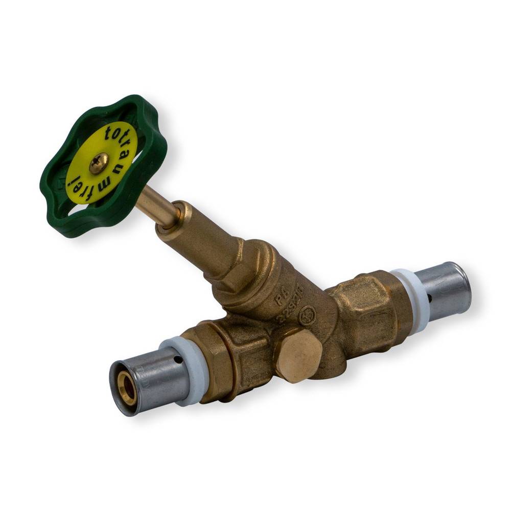 Sanpro THPRESS Pressfitting DVGW Schrägsitzventil Messing blank für Rohr, Größe 16x2