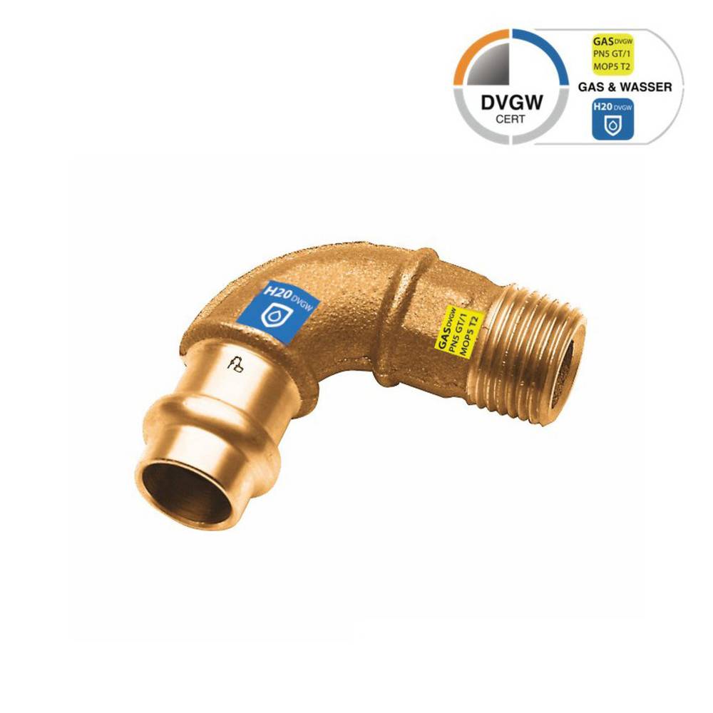 Sanpro Pressfitting 90° Winkel - Bogen mit Außengewinde, Größe V 18, Gewinde 3/4''