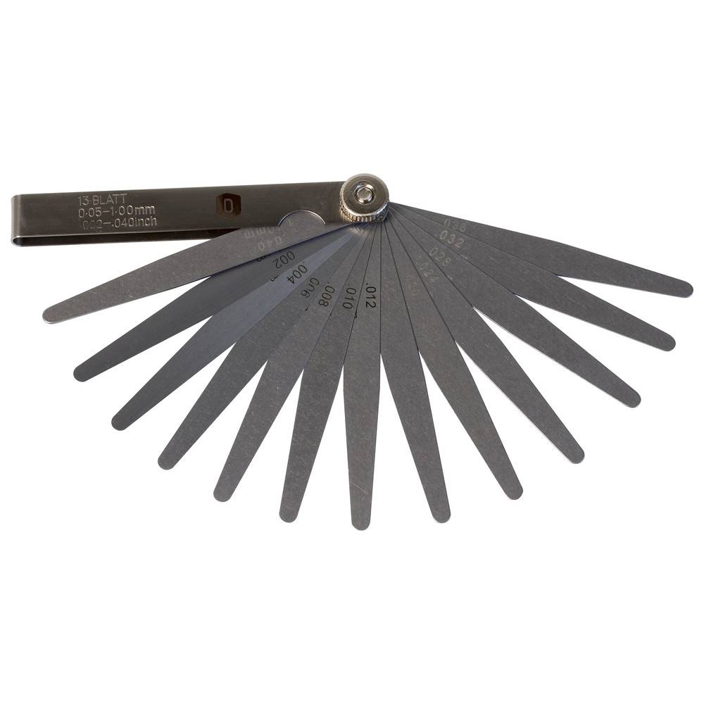 Dönges Fühlerlehre, im Scheidenetui, 13 Blätter, 0,05 - 1,00 mm, 0,004 - 0,040 "